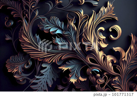 vintage 3D illustration. Dark glamorous bright background design. For wallpapers vintage 3D illustration. Dark glamorous bright background design. For wallpapers 101771317