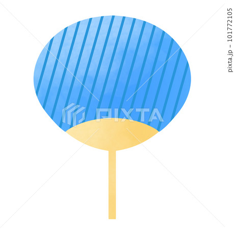 シンプルな青いストライプ柄のうちわ 101772105