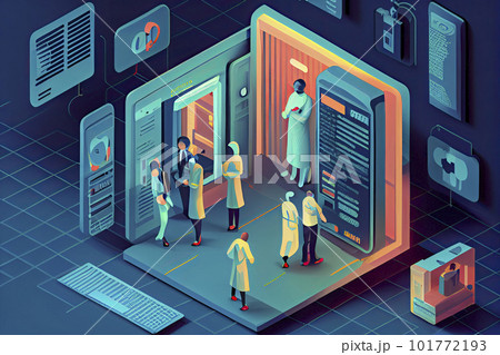 concept of medical doctors working with technology services to solve viruses and health problems 101772193