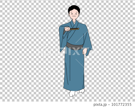 拿著折扇練習日本舞的男人 101772355