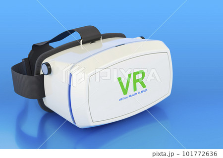 Virtual reality glasses on blue background, 3D rendering Virtual reality glasses on blue background, 3D rendering 101772636