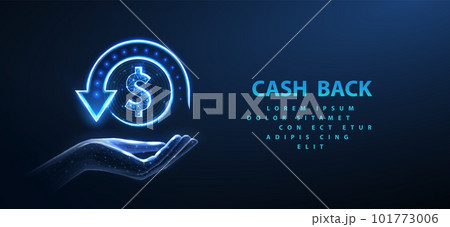 Cashback. Coin with dollar sign and back arrow. 101773006