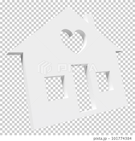 paper house icon isolated. real estate trading, quality guarantee concept, 3d render illustration 101774384