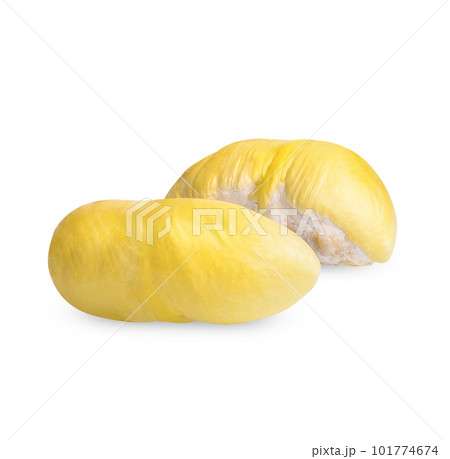 Ripe Durian meat isolated on white background 101774674