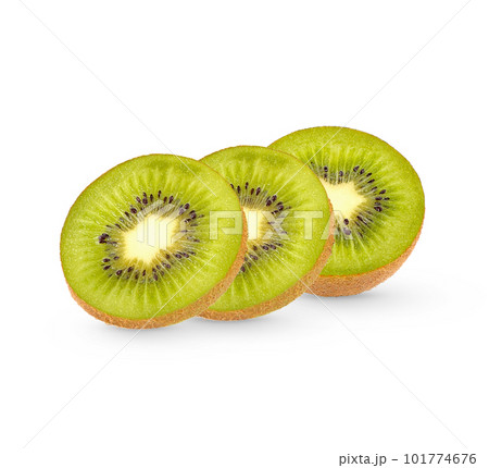 Fresh sliced kiwi fruit isolated on white background 101774676