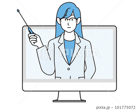 オンラインで説明する女性のイラスト 101775072