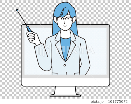 オンラインで説明する女性のイラスト 101775072