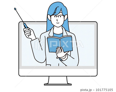 オンラインで説明する女性のイラスト 101775105