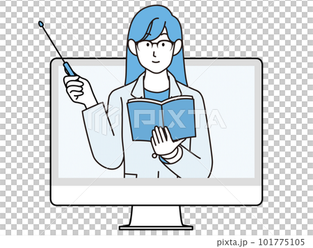 オンラインで説明する女性のイラスト 101775105