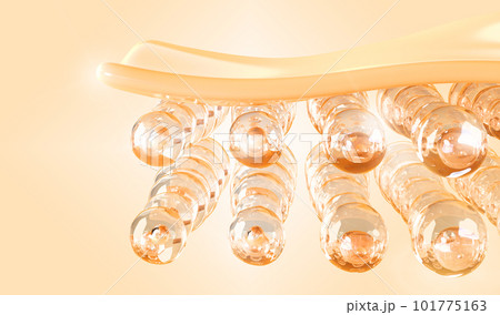 Structure of healthy skin, human skin cell layers epidermis, dermis and adipose tissue 3d render. Anatomy section, isolated surface with liquid water bubbles, cosmetic banner mockup. 3D illustration Structure of healthy skin, human skin cell layers epidermis, dermis and adipose tissue 3d render. Anatomy section, isolated surface with liquid water bubbles, cosmetic banner mockup. 3D illustration 101775163
