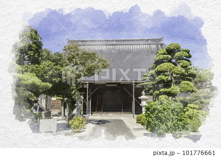 水彩画風 米子下町 瑞仙寺 本堂 鳥取県米子市 水彩画風 米子下町 瑞仙寺 本堂 鳥取県米子市 101776661