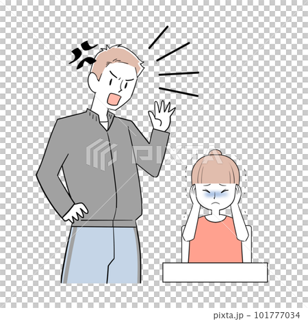 厳しく叱る先生と怯える新一年生の女子児童のイラスト素材 [101777034] - PIXTA