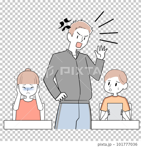 嚴厲責罵的老師和害怕的一年級學生 101777036