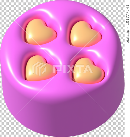 illustration 3D. Cupcake bread on top in heart shape. from the top view 101777341