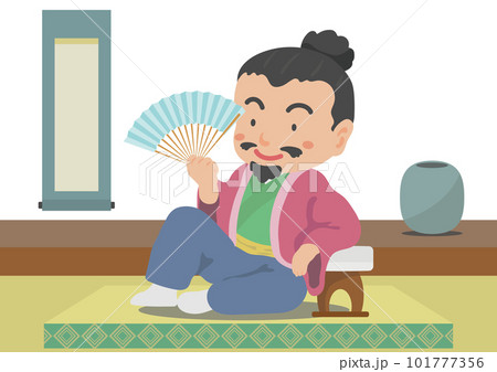 脇息にもたれかかる殿様 101777356