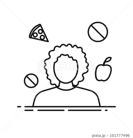 Diet sign. It is forbidden to eat fast food. Healthy food icon Diet sign. It is forbidden to eat fast food. Healthy food icon 101777496