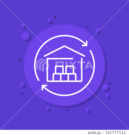 restock icon with a warehouse, line vector restock icon with a warehouse, line vector 101777512