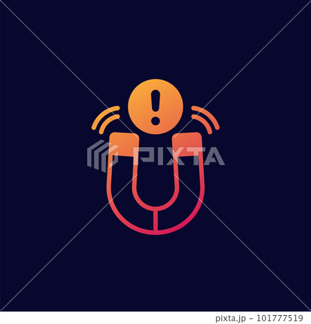 magnetic field warning icon with magnet, vector 101777519