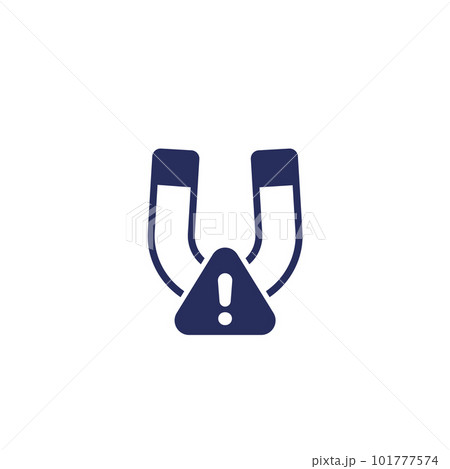 magnetic field warning icon on white 101777574
