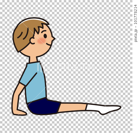 A boy playing a trampoline _ sits with his hands behind and stretches his legs A boy playing a trampoline _ sits with his hands behind and stretches his legs 101778214