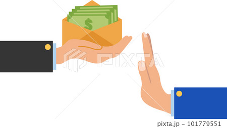 Stop corruption icon on white background. anti bribery concept. Business man refusing money offered sign. flat style. Stop corruption icon on white background. anti bribery concept. Business man refusing money offered sign. flat style. 101779551