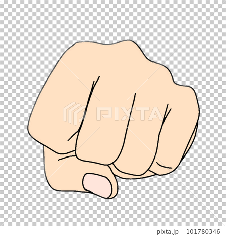 用拳頭打的姿勢。剪刀石頭布。 101780346