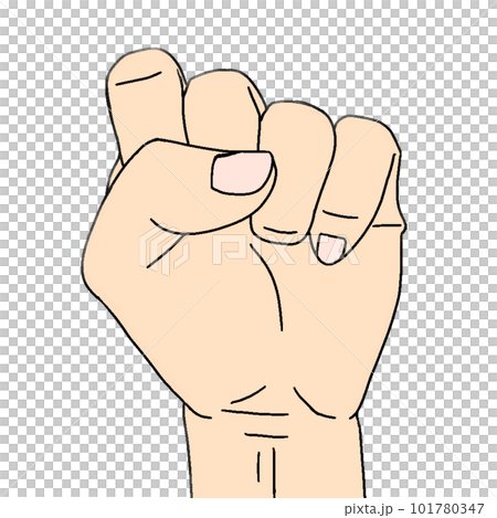 Pose to make a fist with a hand. Rock paper scissors. 101780347