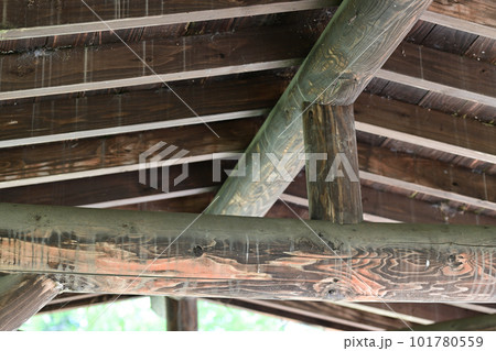公園にある木造休憩所の屋根裏 101780559