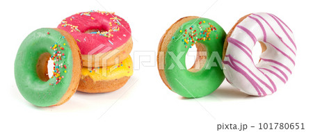 three glazed donut isolated on white background 101780651