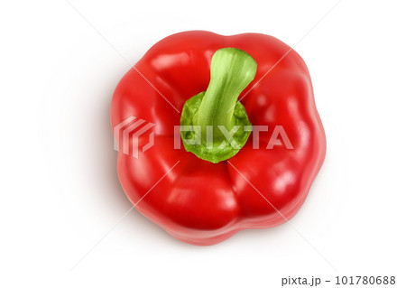 red sweet bell pepper isolated on white background. Top view. Flat lay 101780688