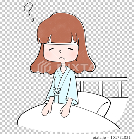 入院　記憶喪失　女性のイラスト 101781021