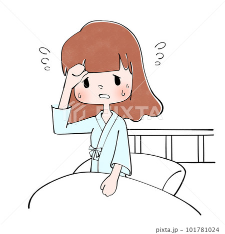 入院　暑い　女性のイラスト 101781024