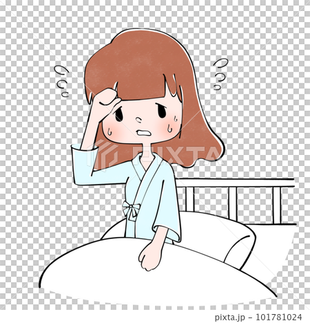 入院　暑い　女性のイラスト 101781024