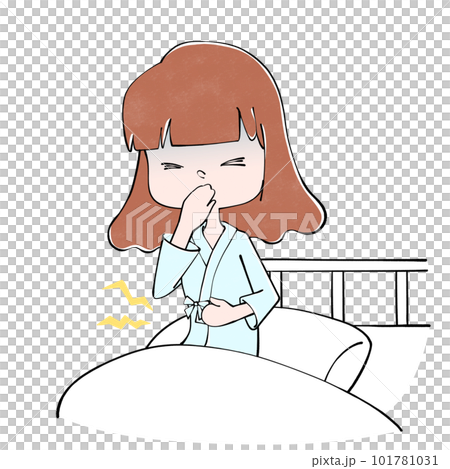 住院噁心和腹痛一名婦女的例證 住院噁心和腹痛一名婦女的例證 101781031