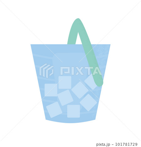 Flat illustration of bucket with ice. Isolated on a white background. 101781729