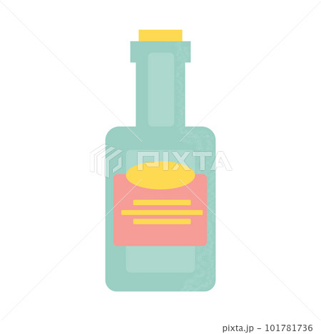 Bottle of alcohol, another drink or water. Party, pub, restoraunt or club element. alcohol coctail with vermouth. Vector illustration, isolated on a white background. 101781736