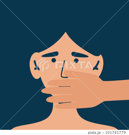 Stop domestic violence. Social issues, abuse and agression on women, harassment and bullying. Violence against woman. Flat illustration, isolated on a white background. 101781779