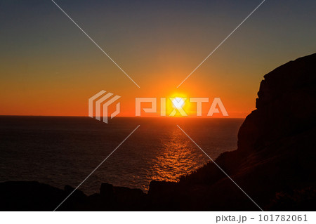 View of the Atlantic Ocean from Cabo da Roca at sunset. Cabo da Roca or Cape Roca is westernmost cape of mainland Portugal, continental Europe and the Eurasian land mass View of the Atlantic Ocean from Cabo da Roca at sunset. Cabo da Roca or Cape Roca is westernmost cape of mainland Portugal, continental Europe and the Eurasian land mass 101782061