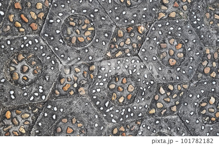 Stone pavement mosaic surface, close up. 101782182