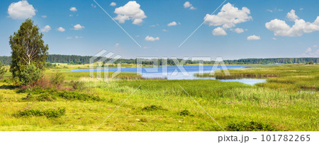 Summer lake panorama view, Ukraine, Lviv Region. Summer lake panorama view, Ukraine, Lviv Region. 101782265