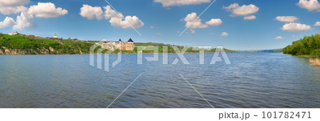 Spring view of Khotyn Fortress on Dniester riverside (Chernivtsi Oblast, Ukraine). Construction was started in 1325, while major improvements were made in the 1380s and in the 1460s. Spring view of Khotyn Fortress on Dniester riverside (Chernivtsi Oblast, Ukraine). Construction was started in 1325, while major improvements were made in the 1380s and in the 1460s. 101782471
