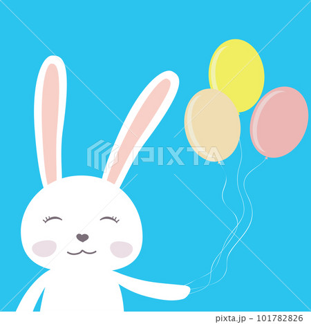 Cute cartoon bunny with balloons 101782826