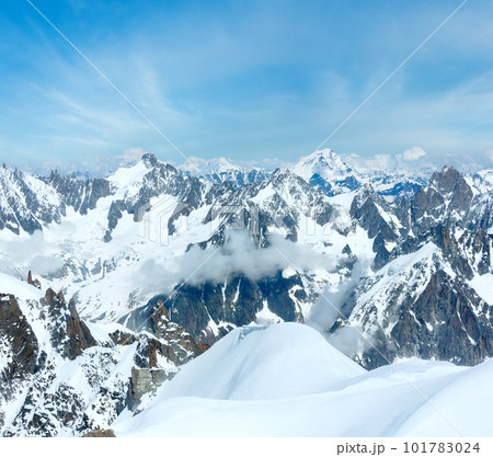 Mont Blanc mountain massif (view from Aiguille du Midi Mount,  France ) 101783024