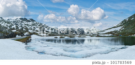 Spring Alps mountain lake panorama (Switzerland) Spring Alps mountain lake panorama (Switzerland) 101783569