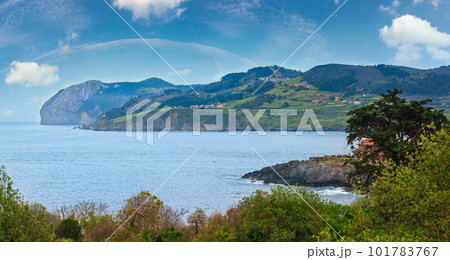 Summer Atlantic Ocean rocky coastline landscape, Biscay Bay, Spain. 101783767