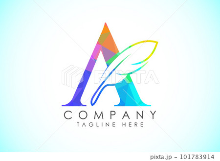 Polygonal alphabet with a feather. Law firm icon sign symbol. Logo for a writer or publishers 101783914