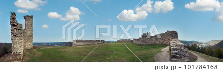 Spring panorama view of fortress ruins, Kremenets town, Ternopil Oblast, Ukraine. Built in 13th century. Spring panorama view of fortress ruins, Kremenets town, Ternopil Oblast, Ukraine. Built in 13th century. 101784168