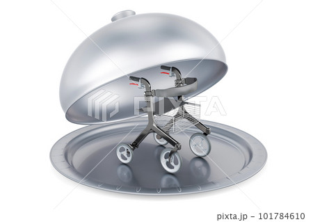 Restaurant cloche with rollator for elderly. 3D rendering 101784610