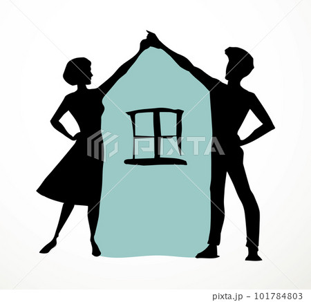 House in the form of a family. Vector drawing 101784803