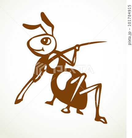 The ant is pulling a needle. Vector drawing 101784915